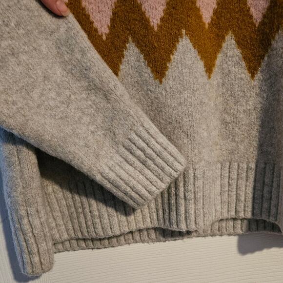 MADEWELL Woman's long sleeve sweater Zig Zag pattern Fall colors - Picture 6 of 7